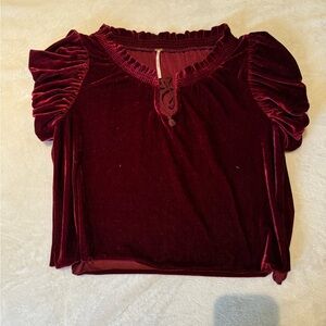 Free People Velvet Red Top